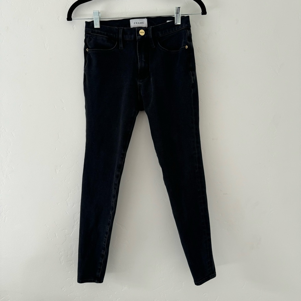 FRAME le high skinny 24 Hour Compression Stretch Jeans Jeggings size 25 Noir